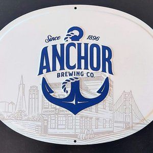 RARE Anchor Steam authentic original metal sign showing the Brewery